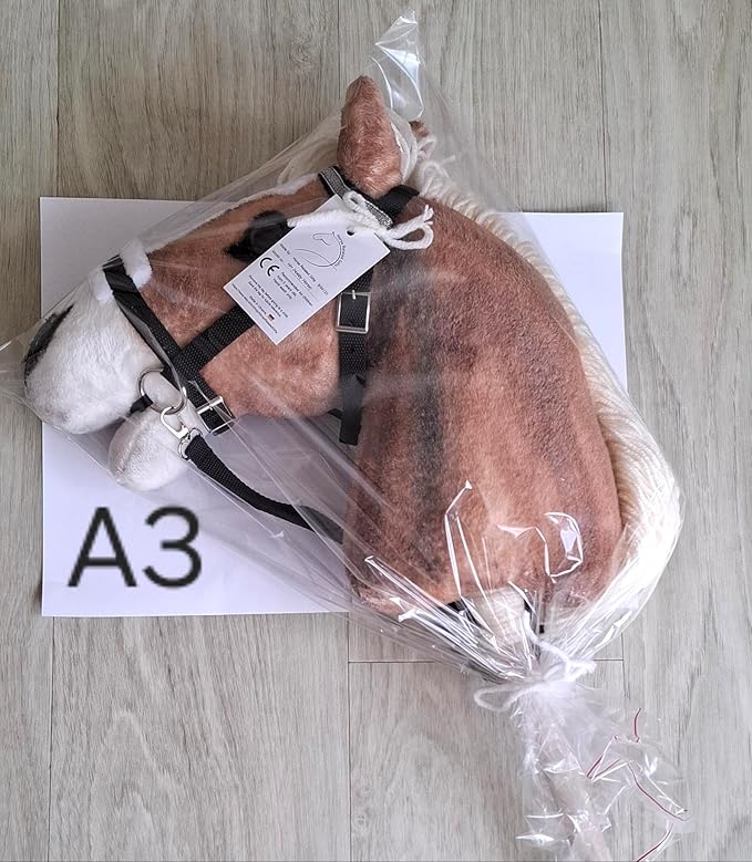 Hobby Horse Realistic with Bridle - A3 Haflinger Horse on Stick