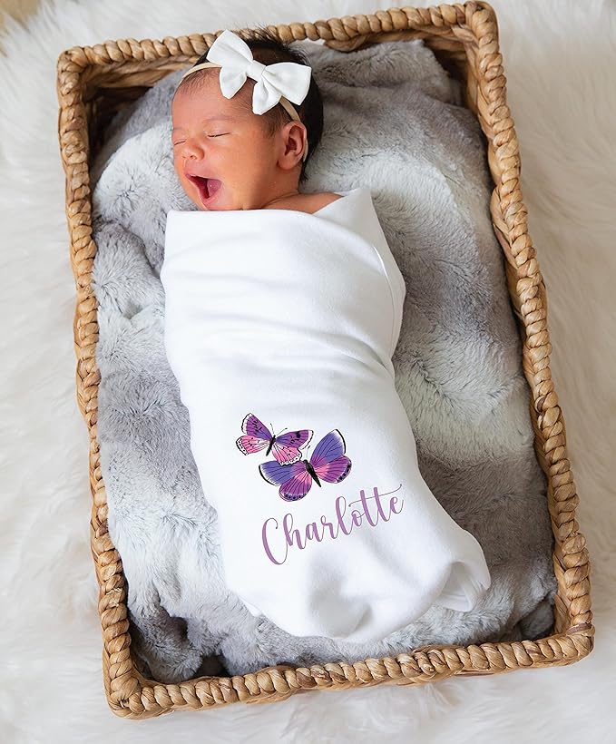 Personalized Baby Purple Butterfly Gift - Baby Brush & Comb Set - Toddler Girl Gifts Set - ECO Friendly Inks