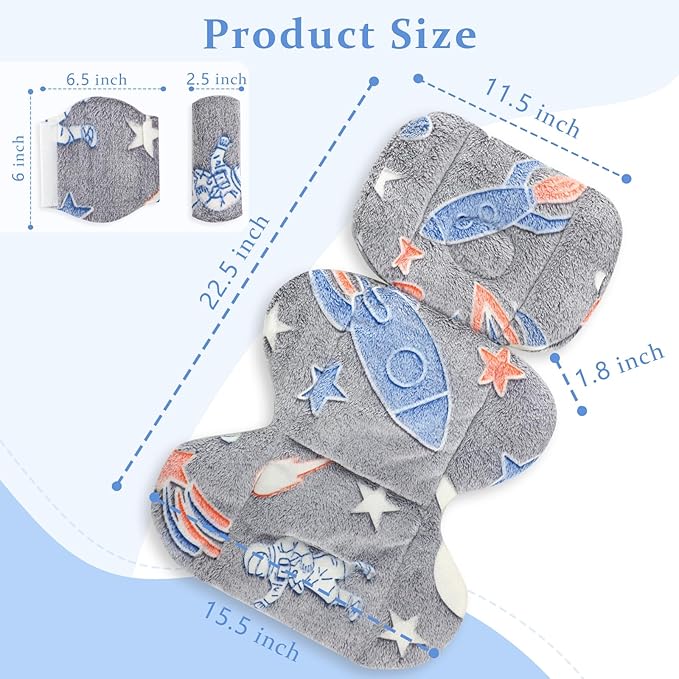 Infant Car Seat Insert Cushion, Baby Car Seat Head Body Support with 2 Extra Strap Paddings, Newborn Car Seat Insert for Baby Girls & Boys, Premature Carseat Cushion, Grey Rocket
