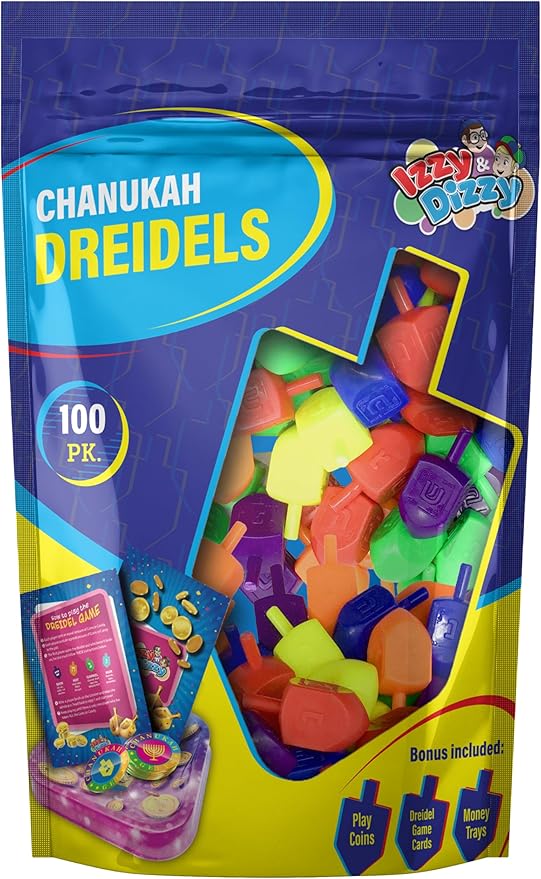 Izzy 'n' Dizzy 100 Medium Dreidels - Assorted Colors - Classic Chanukah Spinning Draidel Game and Prize - Bulk Value Pack