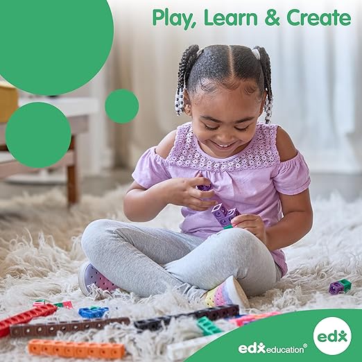 edxeducation Learning Advantage Transportation Linking Blocks - Set of 36 - 18m+ - Connecting Blocks for Toddlers - Early Construction, Sorting and Fine Motor Skills