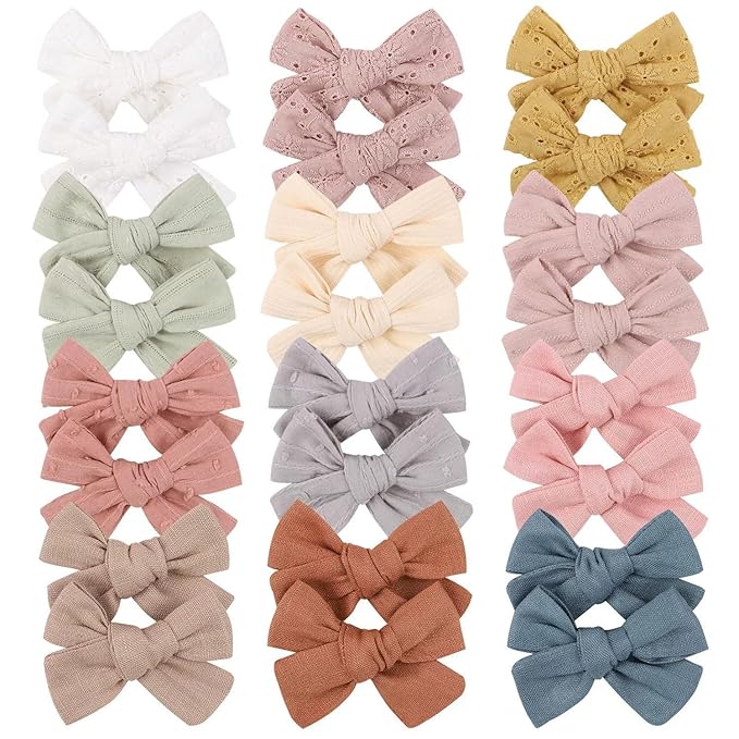 3.2'' Girls Light Pink Linen Hair Bows Clips - Alligator Clips Hair Accessories for Little Girls, Toddlers, Kids, and Teens