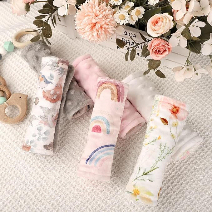 Carseat Strap Covers for Babies, Soft Seatbelt Covers for Kids, Reversible Baby Car Seat Strap Covers, Size: 6.5 x 6.5 inch, for Baby Car Seat, Stroller, Swing, High Chair, Rainbow
