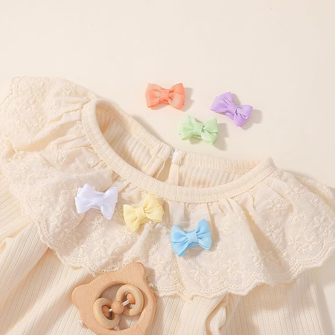 YHXX YLEN 1.4" Baby Hair Clips, Mini Bow Snap Clips 40 PCS - 20 Colors in Pairs | Non-Slip Snap Design | Gentle on Fine Hair | Grosgrain Ribbon Bows for Baby & Toddlers
