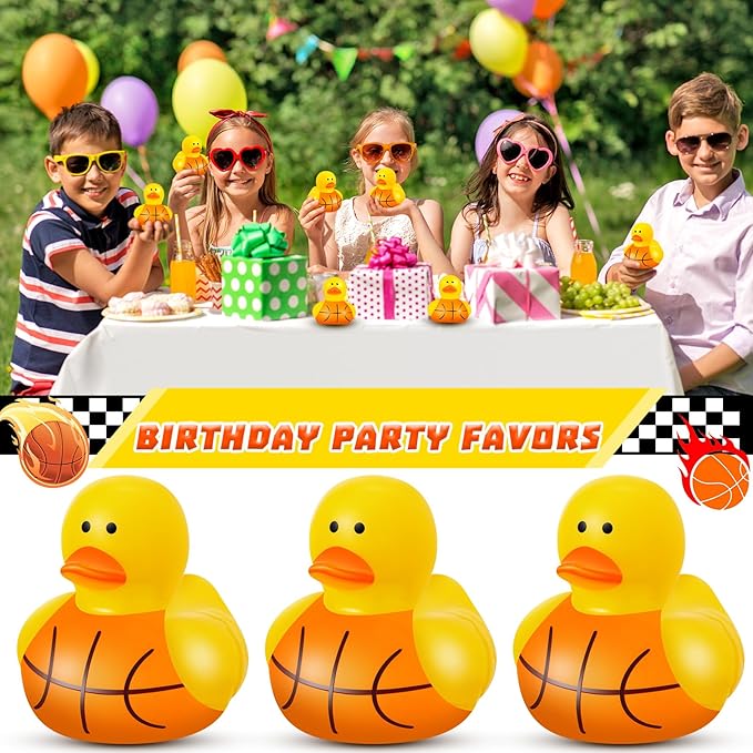 Deekin Rubber Ducks 2 Inch Bulk Sport Party Favors for Team Events Decorations Birthday Party Supplies Club Player Gift(50 Pcs,Basketball)