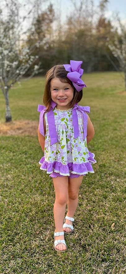 Wee Ones Girls' Classic Grosgrain Hair Bows with Plain Wrap Center, No-Slip Hair Clip, Handmade, Delphinium, King