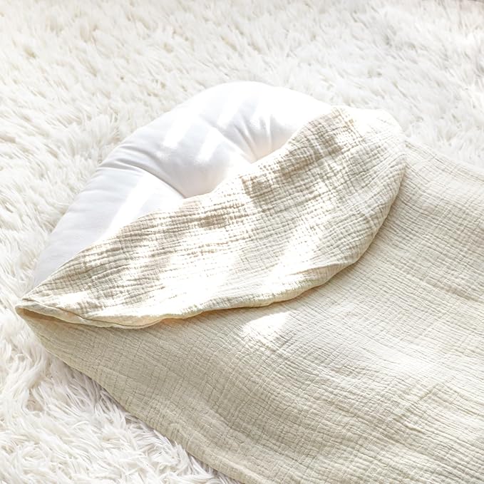 Hooyax Muslin Baby Lounger Cover 1 Pack, 100% Cotton Soft & Breathable Infant Lounger Covers Only for Newborn (Cream)