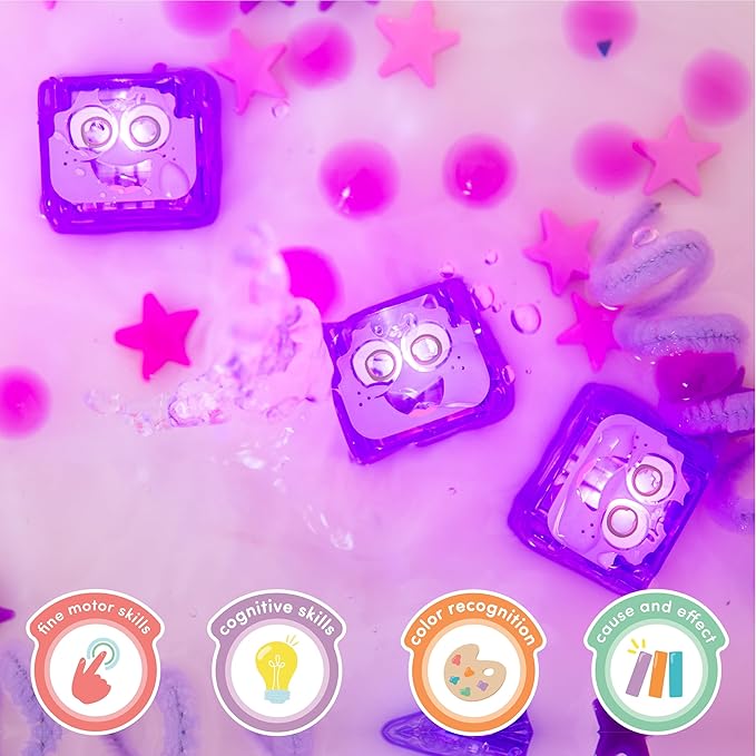 New Glo Pals Lumi Water-Activated Bath Toy with 6 Reusable Light-Up Cubes for Sensory Play