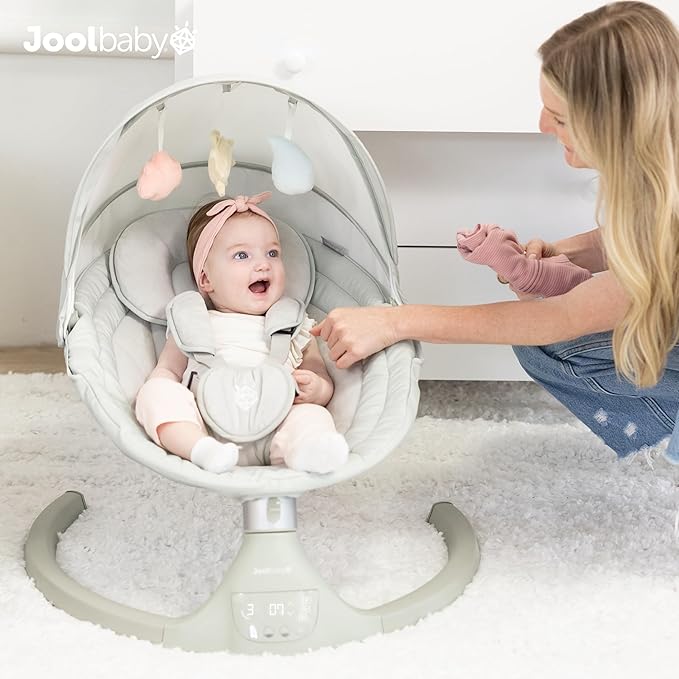 Jool Baby Nova Swing for Newborns - Electric Motorized Infant Swing, Bluetooth Music, 10 Preset Melodies, Remote (Updated Model, Sage)