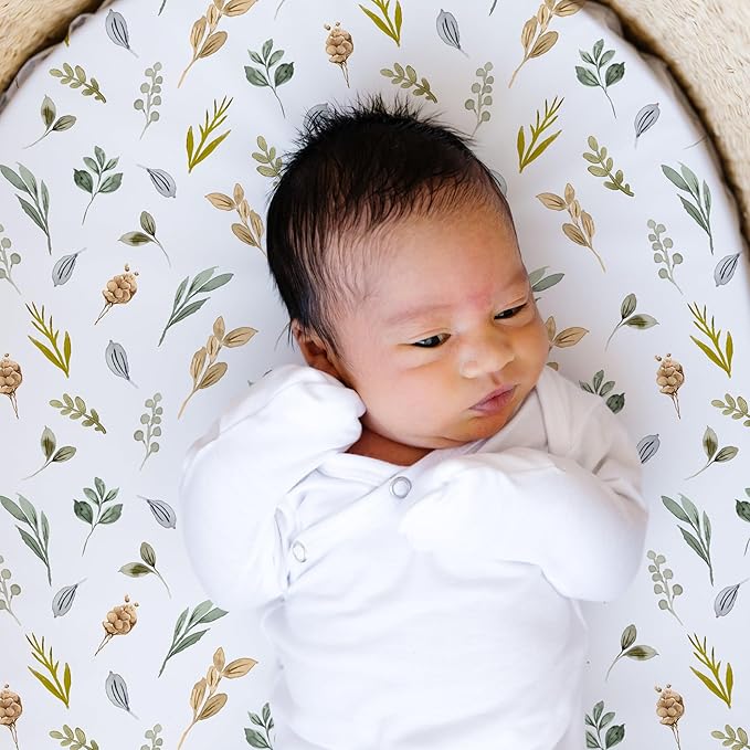 Stretch Fitted Bassinet Sheet Set BROLEX 2 Pack Cradle Sheets for Bassinet Pad/Mattress,Unisex Boys Girls,Ultra Soft,Rose Foliage
