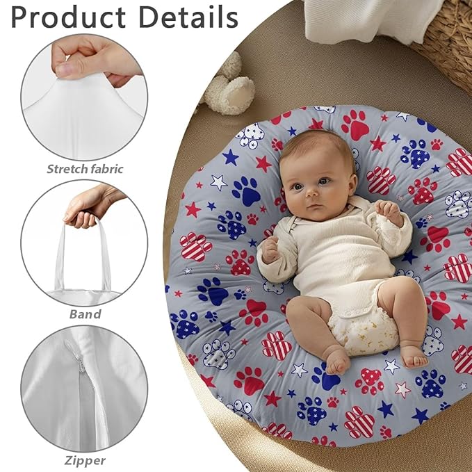 Newborn Lounger Cover, Soft Newborn Lounger Cover Removable Nursing Pillow Slipcover Breathable Baby Lounger Slipcover for Boys Girls Rabbit Design
