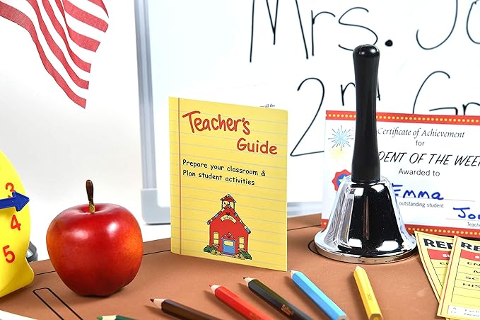 Dr. STEM Toys - Play Teacher Role-Play Set Includes Reusable White Board, Bell, Report Cards, for Home or Classroom, Over 30 Pieces Included, Gift for Kids, Complete Set