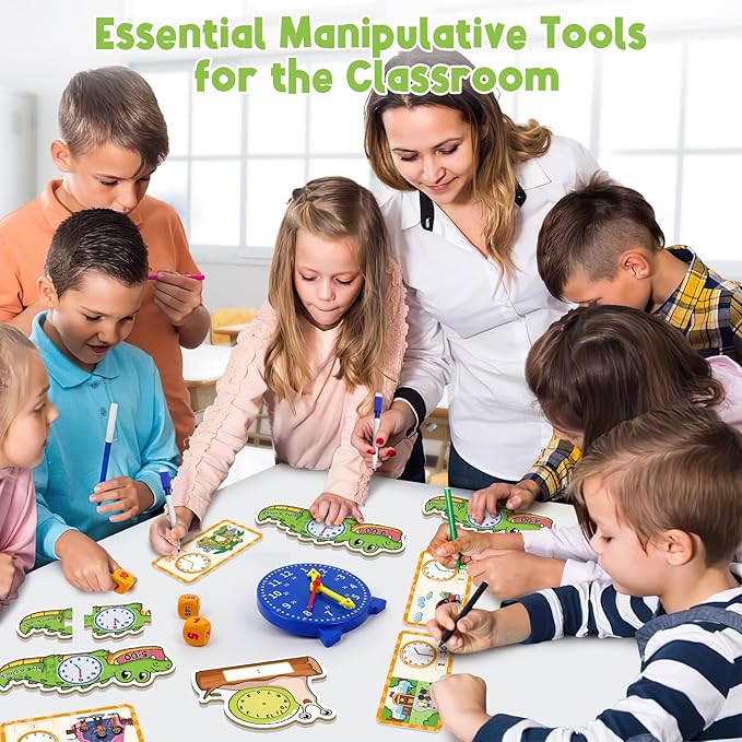 Edulok Toddler Learning Clock, Telling Time Teaching Clock for Kids, Math Manipulatives, Math Puzzle Games, Kindergarten Educational Sensory Toys, Preschool Learning Activities, Homeschool Supplies