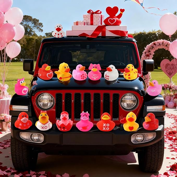 72 Pcs Valentine Rubber Ducks - Holiday Ducks Bag Fillers Ducking, Bathtub Toys, Party Favors, Classroom Game Prizes, Valentine Day Decorations