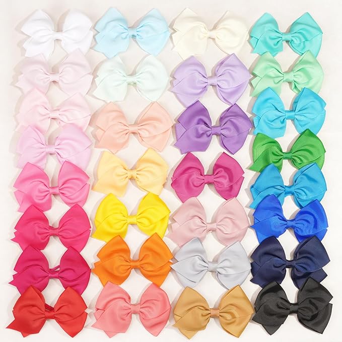 CÉLLOT 30 Colors Baby Bow Headbands 5" Hair Bows Super Soft Nylon Headbands for Baby Girls Infants preemie and Newborn Kids Hair Accessories
