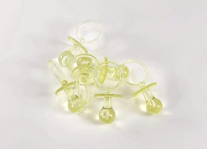 CalCastle Craft 2.5'' Pink & Blue & Clear Acrylic Baby Pacifier Shower Favor (36 Pieces) (Yellow (36 Pieces))