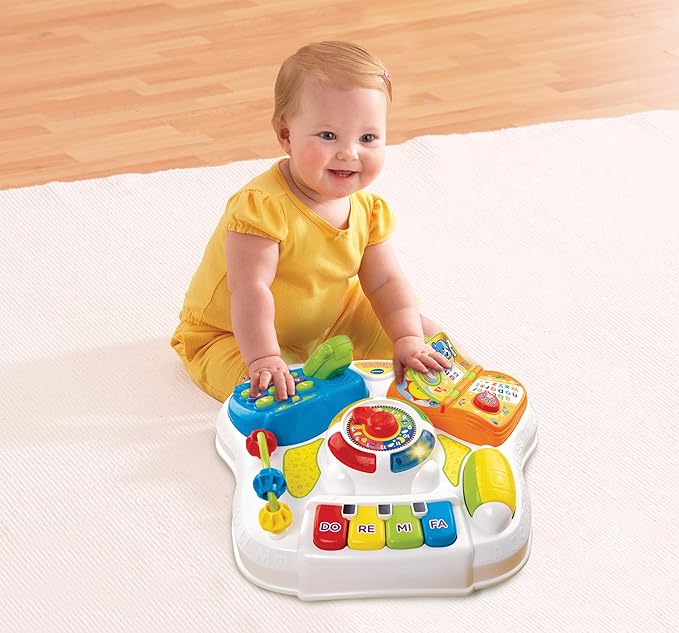 VTech Play & Learn Baby Activity Table, Educational Baby Musical Toy with Shape Sorting, Sound Toy for Babies & Toddlers 6 Months+ Boys & Girls, Purple, Includes 2 AA Batteries, Removable Legs