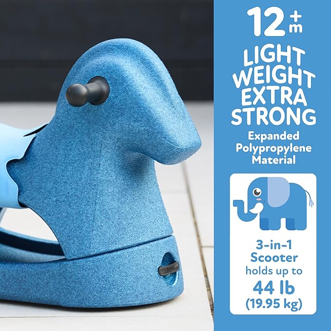 Nuby Rock 'N Ride Rocking Horse for Kids - Ride, Rock & Scoot Toy for Indoor & Outdoor Play - Balance & Coordination Development Toy - Ages 12+ Months - Blue Horse