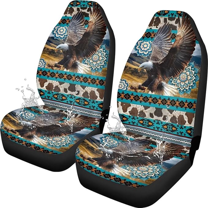 Aztec Eagle Car Seat Covers, Car Front Seat Cushion Auto Seat Cover Protector Automotive Interior Protection Fit Most Vehicle Cars Sedan Truck SUV Van, 2 Pack