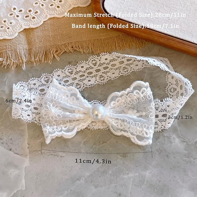 Baby Girls Cute Lace Bow Headband Soft Cotton Elastic Hair Accessories for Toddlers Newborns Ideal for Birthdays Baby Shower Photoshoots Special Occasions