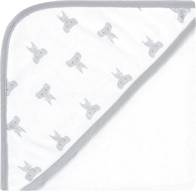 Hudson Baby Unisex Baby Cotton Rich Hooded Towels, Gray Modern Elephant, One Size