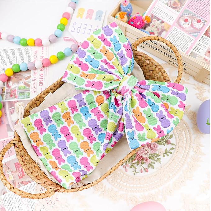 Baby Easter Headband Hair Bows for Girls Bunny Headband 6-12 Months Easter Rabbit Bows for Toddler Girls Hair Accessories Infant Big Bows Hairband