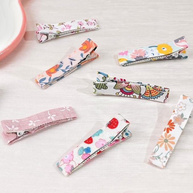 Hair Clips for Girls Women Toddler Baby,Assorted 20Pcs Flower Fabric Fully Lined Small Alligator Clips Hair Accessories for Teens Child Kids Gifts