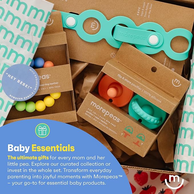morepeas Rainbow Ring Teether | Soft, Easy Grip Unisex Teether Toy | Silicone Baby Teether Ring to Help Soothe Gums | Non-Toxic and BPA Free