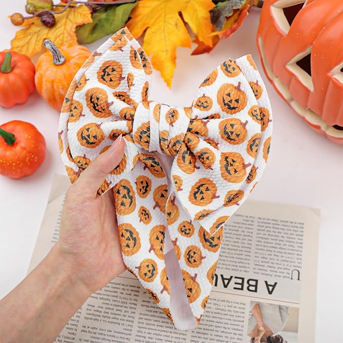 7’’ Pumpkin Bows for Baby Girls Halloween Girl Headbands Baby Bow Girl Outfits Pumpkins Hair Accessories for Newborn Infant Toddler Clothes