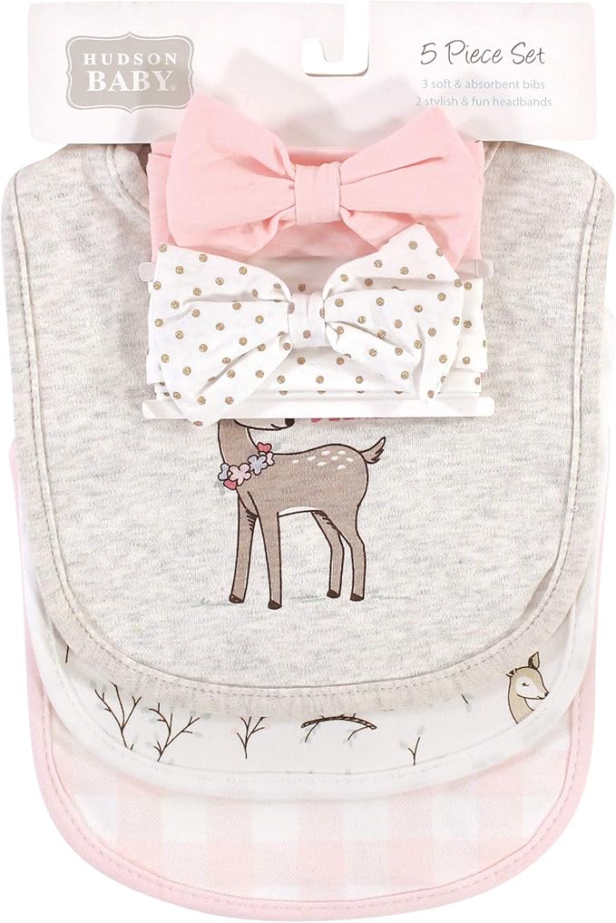 Hudson Baby Unisex Baby Cotton Bib and Headband Set