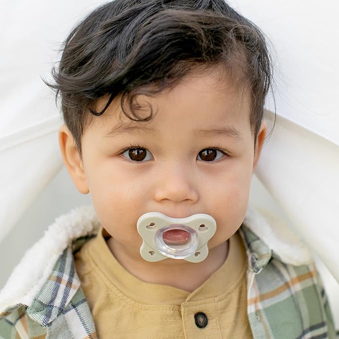Chicco PhysioForma Dual Soft Orthodontic Pacifier for Babies 6-16 Months, 100% Soft Silicone, Supports Breathing, One-Piece Design, Included Sterilizing Case, BPA Free, 2-Pack, Grey/Dusty Rose
