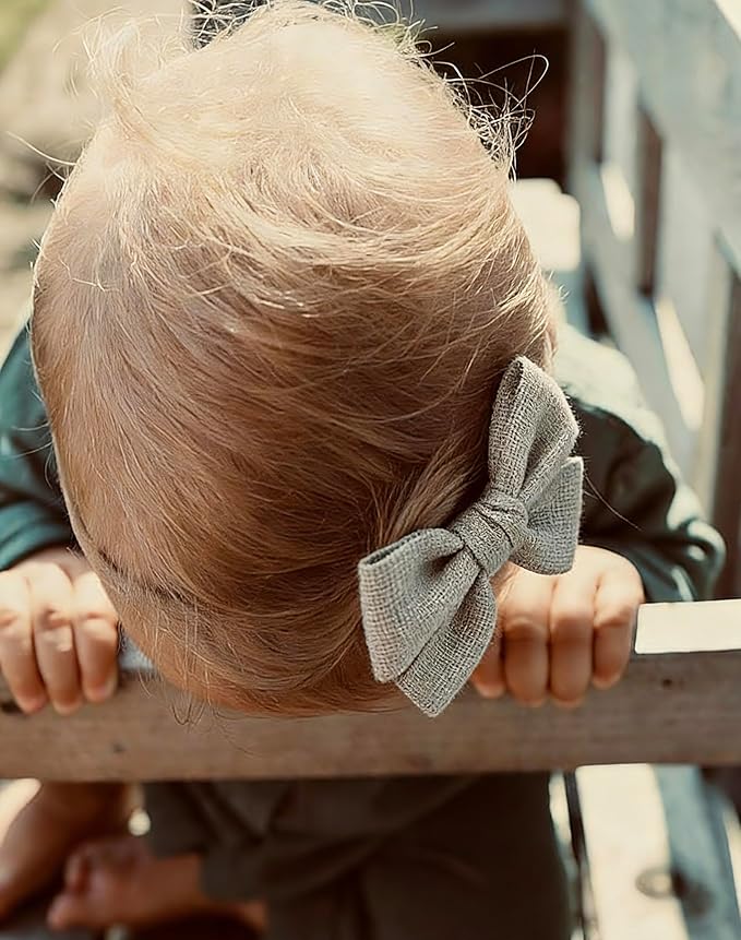Baby Girl Bows and Headbands,10 pcs Stretchy Soft Nylon Hairbands Hair Bows for Newborns, Infants, Toddlers - Handmade Baby Hair Accessories for Girls Gifts