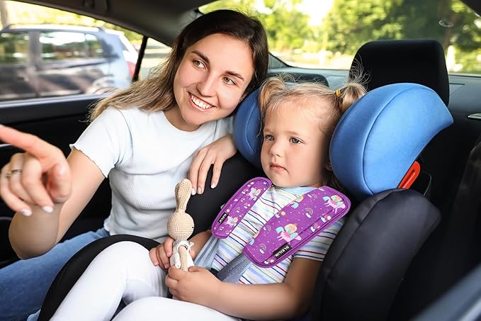 3 Pcs Car Seat Straps Shoulder Pads Suit for Kids : Ultra-Soft Child Car Seat Strap Covers, Kids Car Seat Strap Pads, Cute Plush Printed Seat Belt Covers, Hip Support, for Pushchair, Baby Stroller