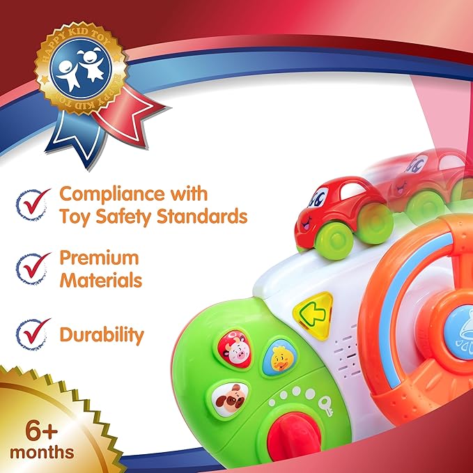 HAP-P-KID My First Baby Stroller Toy, Toddler Steering Driving Wheel, Car Seat Educational Learning Driver Toys, Pretend Drive Dashboard, Infant Baby Preschool Gift 6 7 8 9 10 11 12 Month 1 Year Old