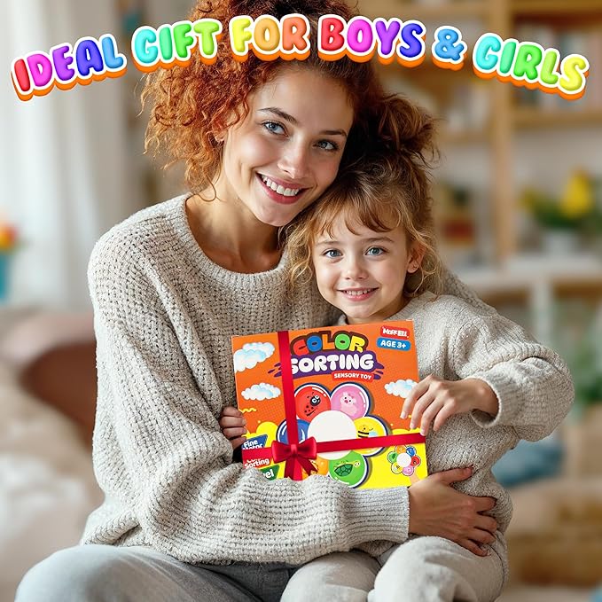 MORECOLL Color Sorting Sensory Toys for Toddlers & Kids, Preschool Fine Motor Skills for Autism, Fidget Color Matching Travel Toys, Calm Down Toy, Birthday Gifts for Boys & Girls