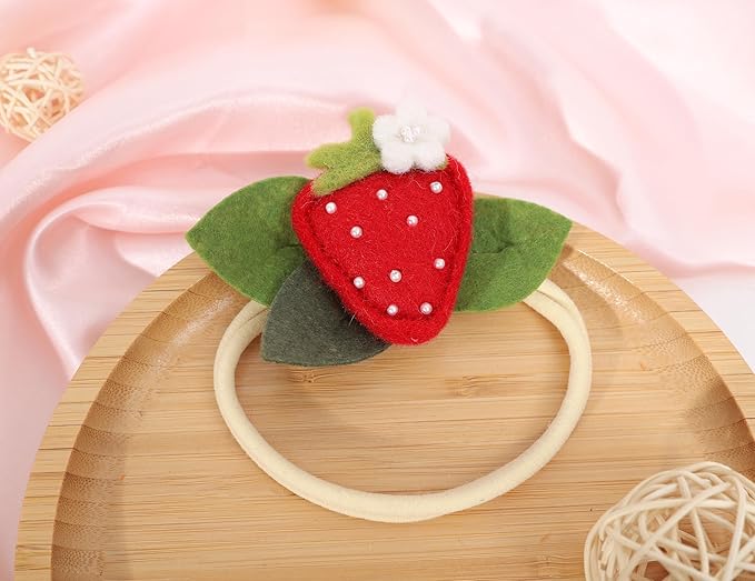 Strawberry Baby Headband - Berry Sweet Hairband for Girls, Sweet One 1st Birthday Decoration, Felt Strawberry Hair Accessories for Baby Girls