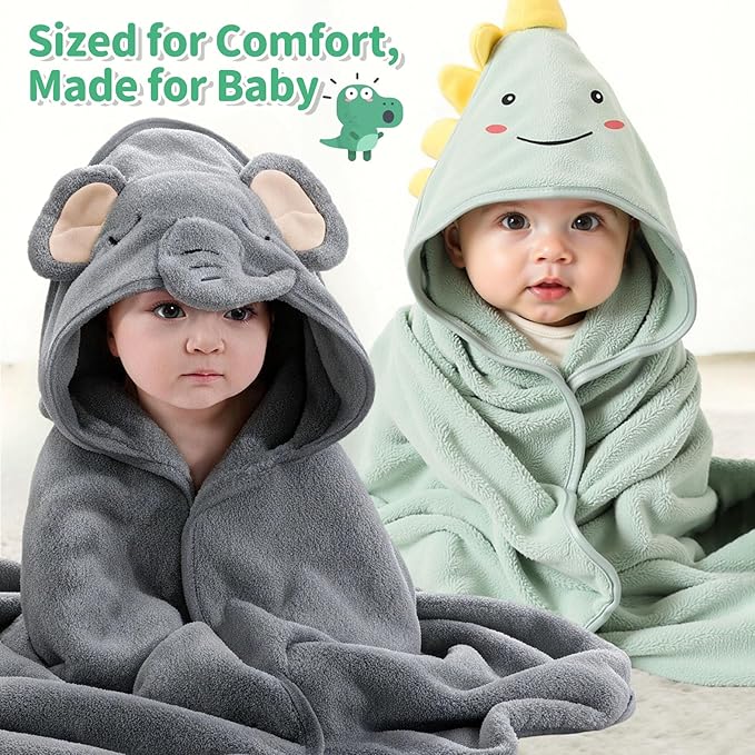 Saranna Baby Hooded Towels for Newborn 13pcs, Soft Baby Bath Towels and Washcloths Set for Toddlers, Infant Towels with Hood Set.