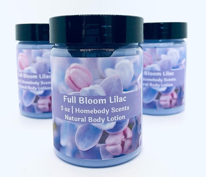 Full Bloom Lilac Body Lotion, Lilac Body Cream, Allergen, Gluten, Sulfate, Phthalate and Cruelty Free, 100% Vegan, Floral Scent, Body Lotion by Homebody Scents (Full Bloom Lilac, 8 oz)