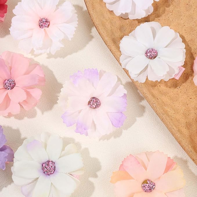 OAOLEER 40pcs 2" Flower Baby Hair Bows Clips, Flower Tiny Hair Clips Fine Baby Hair Accessories for Girls Infants Toddlers Set of 20 Pairs