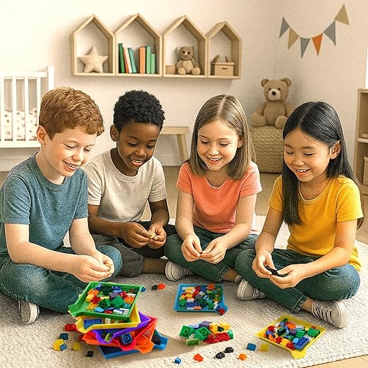 Reallnaive 24 Pcs Multicolor Plastic Art Sorting Funnel Trays Quick Sorting Activity Serving Tray Stackable Funnel Plate Craft Organizer for Classroom Home School DIY Projects (Bright Color)