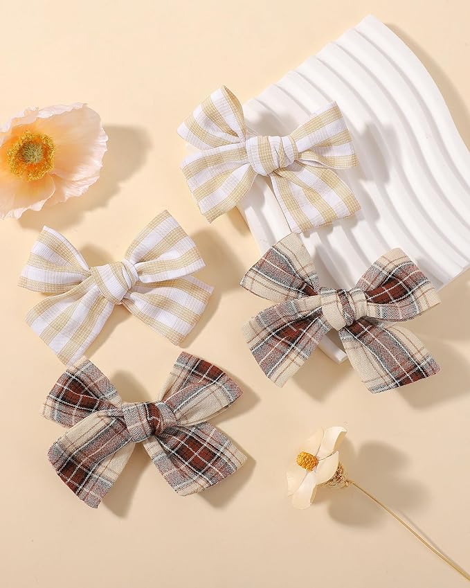 doboi 20PCS Baby Girls Linen Hair Bows Clips Fully Lined Hair Barrettes Accessories for Babies Infant Toddlers Kids