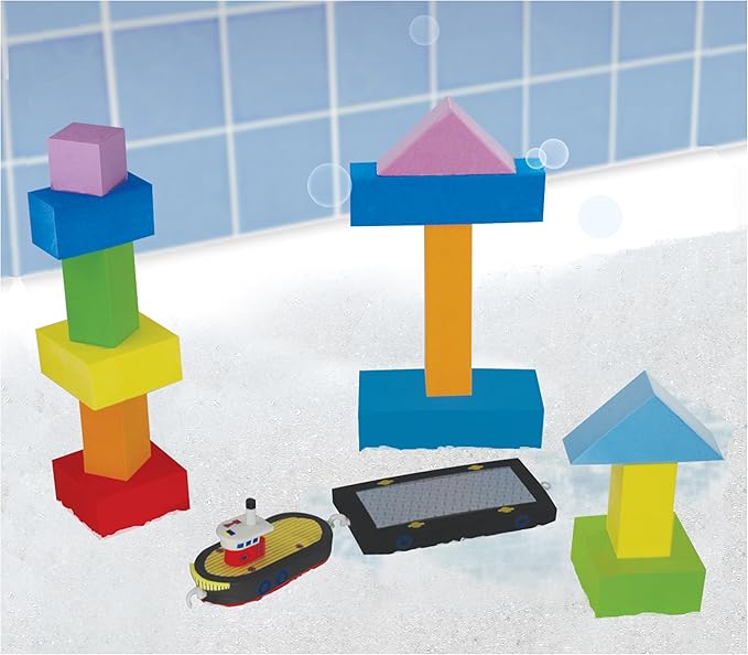 BathBlocks Just Think Toys Bathtime Consruction Building Toy - Tug Boat & Barge (22092)