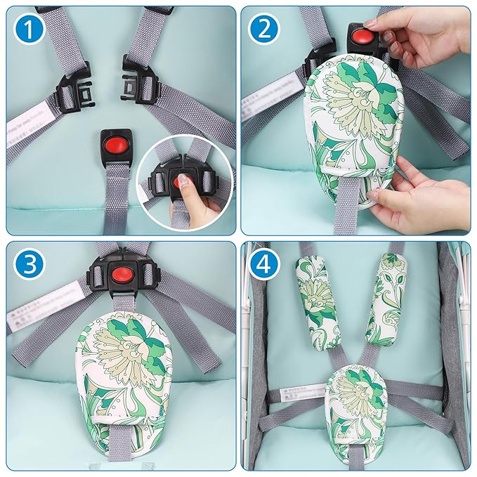 Accmor Car Seat Strap Pads Set for Baby Toddler Kids, Car Seat Strap Covers with Hip Support, Super Soft Seat Belt Covers Fits for All Car Seats, Pushchair, High Chair, Stroller