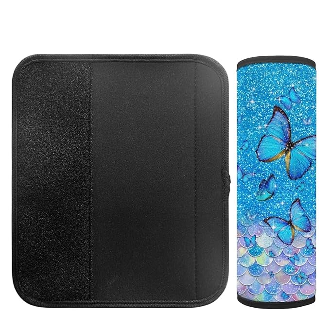Biyejit Butterfly Scales Car Seat Belt Pads Cover for Kids Boys Girls, Universal Car Seat Belt Shoulder Pads Strap Covers for Adults, Car Seat Belt Cushions 2 Pack