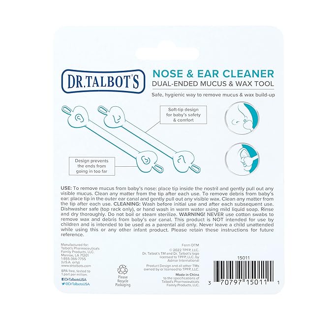Dr. Talbot's Safe Ear Wax Removal Tool and Nose Cleaner for Baby with Travel Case - 2-Pack - Girl