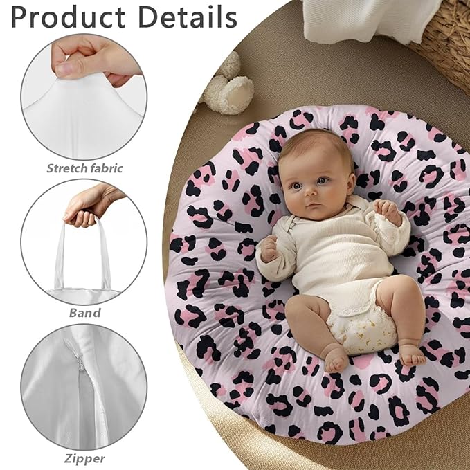 Pink Leopard Newborn Lounger Pillow Cover Removable Soft Comfortable Slipcover for Infant Lounger Pillow Cover Easy to Use and Dustptoof