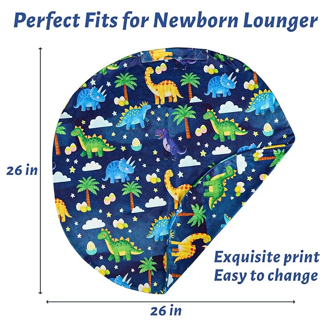 Hooyax Newborn Lounger Cover - Soft Baby Lounger Cover with Dinosaur Prints, Breathable Infant Lounger Cover for Newborn Boys Girls, Washable Lounger Protector (Dinosaur)