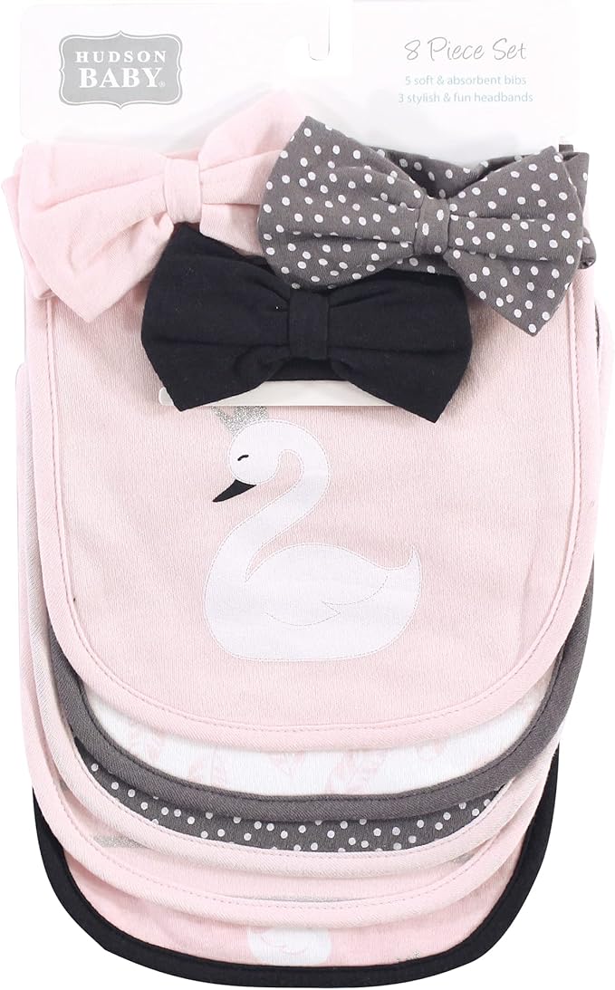 Hudson Baby Unisex Baby Cotton Bib and Headband Set