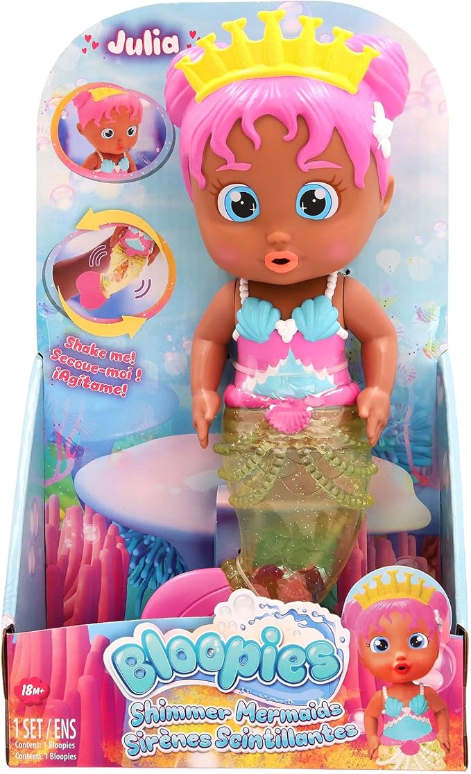 Bloopies Mermaids Shimmer Tail Julia - Water Toy with Shimmer Mermaid Tail, for Girls and Kids 18M and up