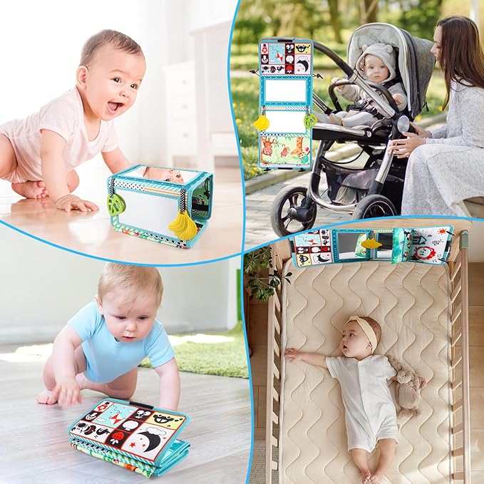 Baby Toys 0-6 Months - Tummy Time Baby Mirror Infant Toys - High Contrast Baby Toy for Newborn - Montessori Sensory Toy 0 2 3 4 5 6-12 Months Boy Girl Shower Gifts